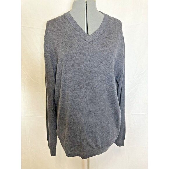 Nordstrom Xl Extra Fine Merino Wool V-Neck Sweater Gray - Picture 1 of 12